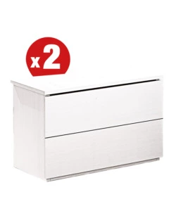 Set di 2 comodini 'giotto' 2 cassetti bianco fiammato, 49x38x41 cm